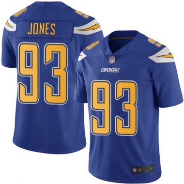 Los Angeles Chargers NFL Football Justin Jones Electric Blue Jersey Men Limited #93 Rush Vapor Untouchable
